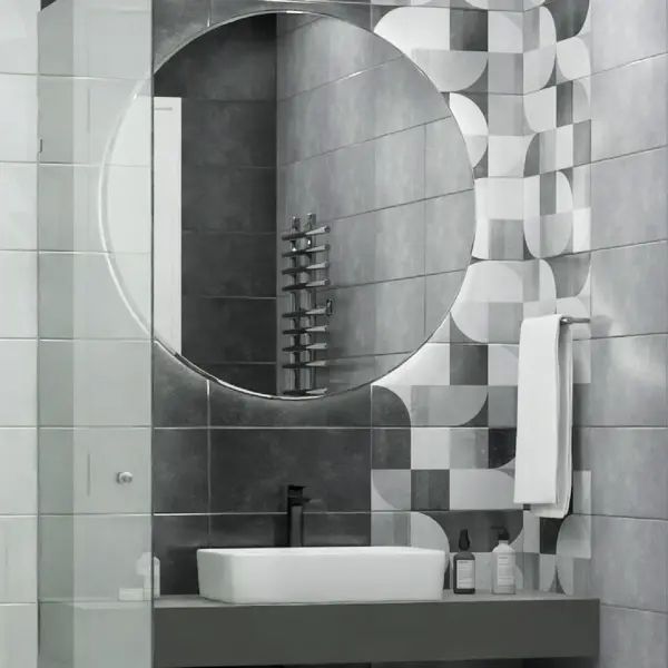 Плитка настенная Нефрит-Керамика Флисс 20x40 см 1.2 м² матовая цвет графит серый светло-серый