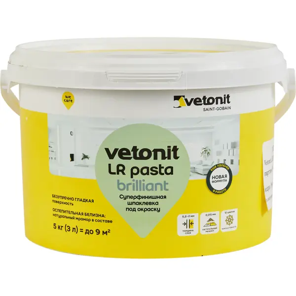 Шпаклёвка полимерная финишная Vetonit LR Паста Бриллиант 5 кг шпаклевка полимерная финишная vetonit kr 20 кг