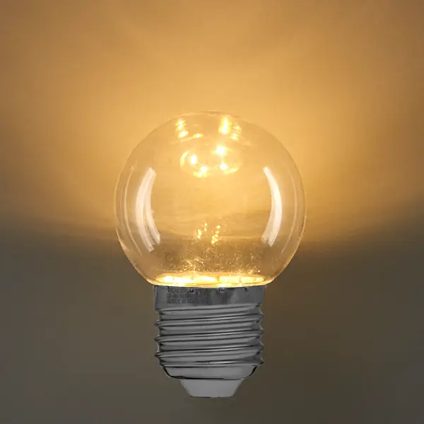 фото Лампа светодиодная volpe e27 220 в 1 вт шар прозрачный 80 лм тёплый белый свет