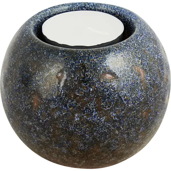 Свеча в керамическом подсвечнике Цитрон коричнево-синяя 8 см свеча ароматическая 9 см в подсвечнике керамика белая neroli portofino b