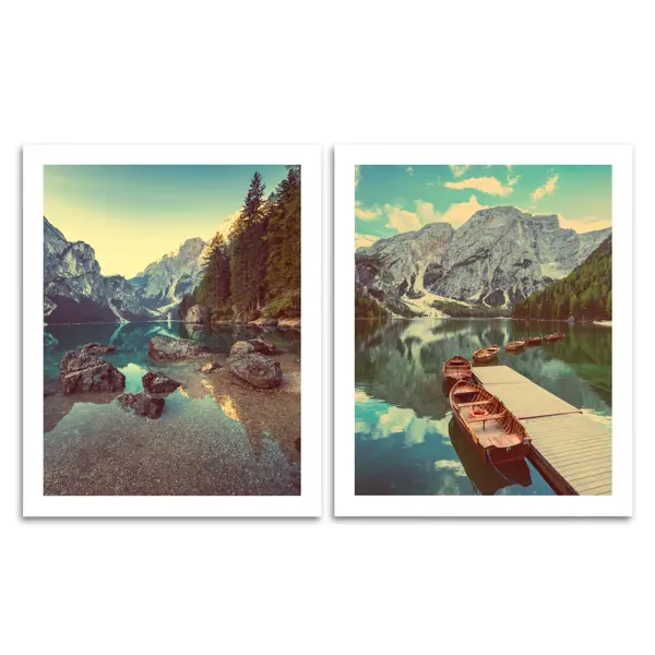 Постер Горное озеро 40x50 см 2 шт. постер зеркальное море 40x50 см 2 шт