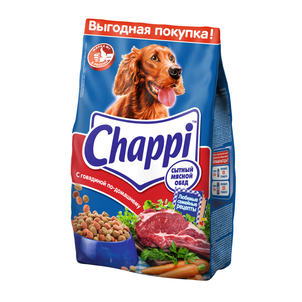 Сухой корм Chappi для собак «Сытный мясной обед. С говядиной по-домашнему»,  2.5кг ✳️ купить по цене 362 ₽/шт. в Москве с доставкой в интернет-магазине  Леруа Мерлен