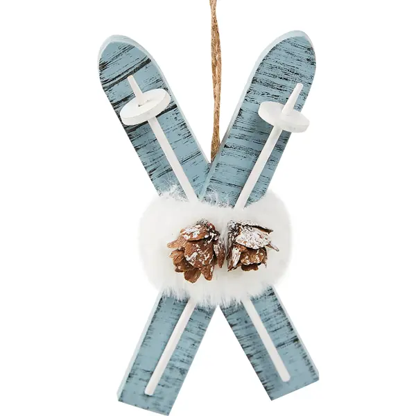 Елочная игрушка Лыжи 12x6 цвет синий декоративная фигура дед мороз под ёлку 40 см синий