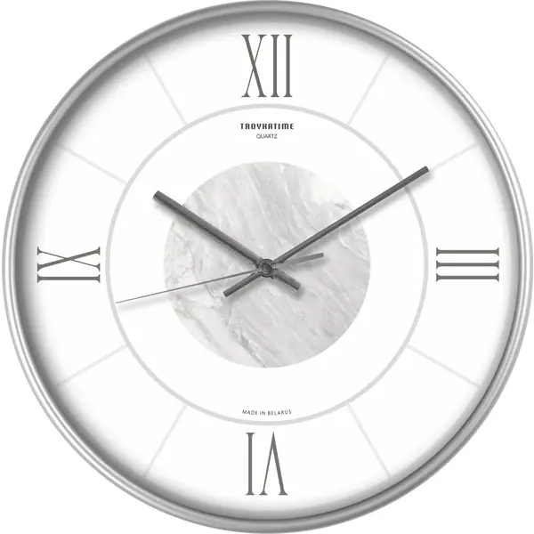 Часы настенные Troykatime круглые пластик цвет серебристый бесшумные ø30 см ведро пластик 10 л салатовое хозяйственное со сливом мультипласт классика mpg8355