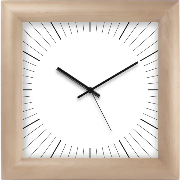 Часы настенные Troykatime квадратные дерево цвет бело-бежевый бесшумные ø29 см игрушка сортер 22 см развивающая дерево часы kiddy