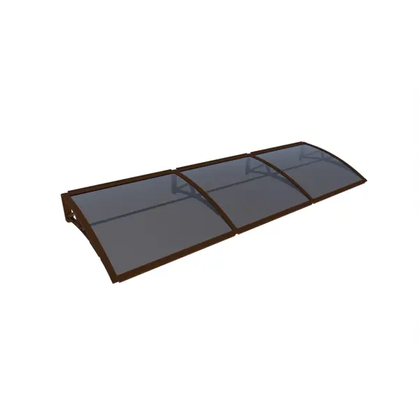 Козырек усиленный тройной коричневый монолитный поликарбонат профилированный монолитный novattro с 20 0 8 мм 2x1 15 м бронза