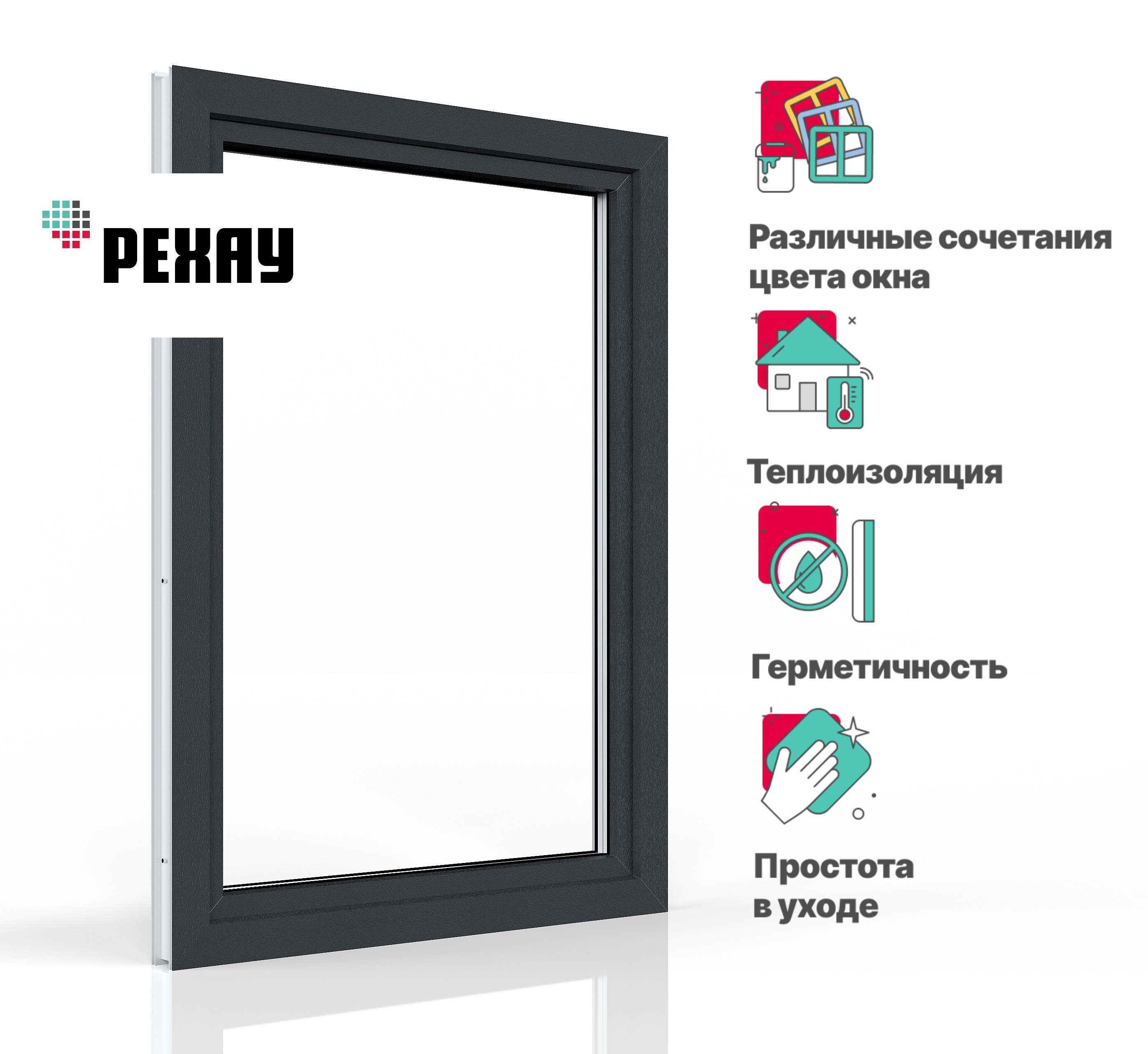 Пластиковое окно ПВХ Rehau одностворчатое 800х700мм (ВхШ) двухкамерный  стеклопакет антрацитово-серый/белый ✳️ купить по цене 11412 ₽/шт. в  Красноярске с доставкой в интернет-магазине Леруа Мерлен