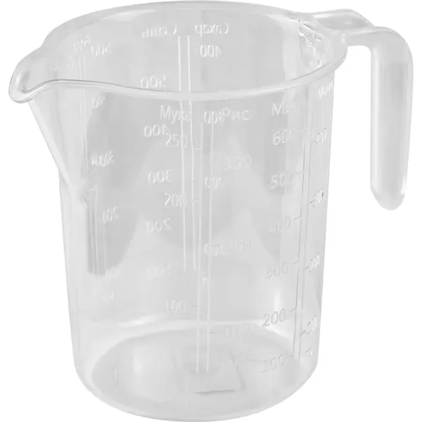 Стакан мерный 0.5 л пластик цвет прозрачный пластиковый мерный чашка ремоколор