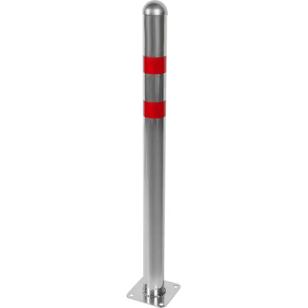 Парковочный столбик стальной, 5.7x75 см на площадке серебристо-красный ограничительный парковочный столбик palitra technology