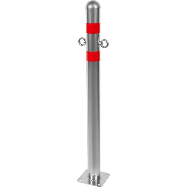 Парковочный столбик стальной, 5.7x75 см на площадке с проушиной серебристо-красный парковочный столбик стальной 5 7x75 см на площадке серебристо красный