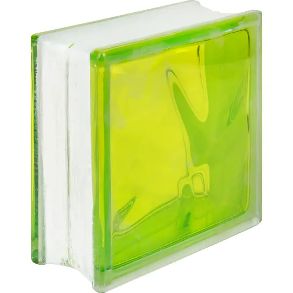 Стеклоблок Волна цвет тархун полуматовый стеклоблок богема волна окрашенный в массе зелёный