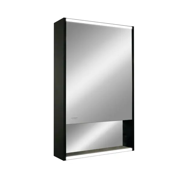Шкаф зеркальный подвесной Line с LED-подсветкой 50x80 см цвет черный зеркальный шкаф style line эко волна 60 с подсветкой белый 4650134470277