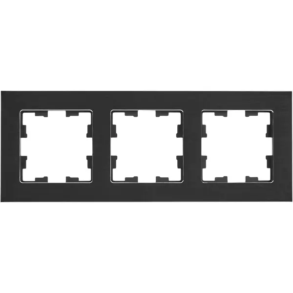 Рамка для розеток и выключателей IEK Brite 3 поста металл цвет черный рамка для розеток и выключателей werkel aluminium 1 пост металл алюминий