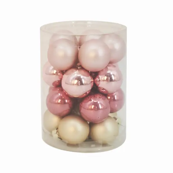 Набор новогодних шаров Christmas ø3 см цвет розовый 20 шт. венок из пластиковых шаров 30 5 см розовый