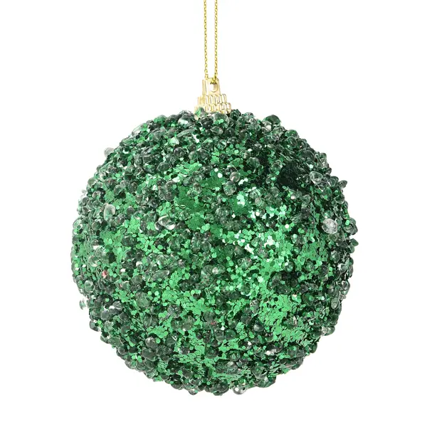 Елочное украшение Шар с зелеными блестками Christmas ø8 см цвет зеленый