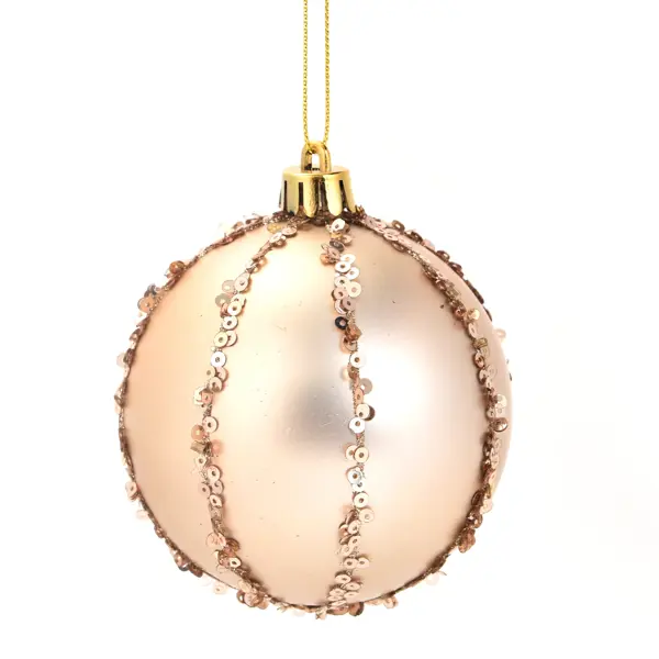 Елочное украшение Шар с узором из блесток Christmas ø7.8 см цвет золотой