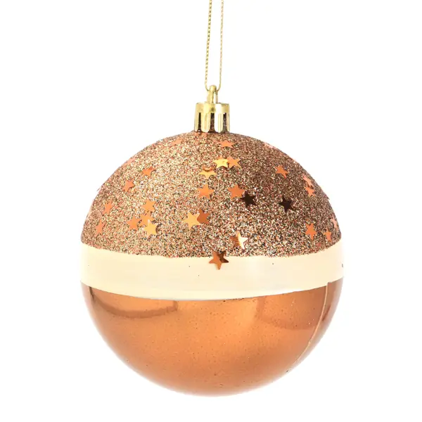 Елочное украшение Шар с блестками Christmas ø7.8 см цвет коричневый