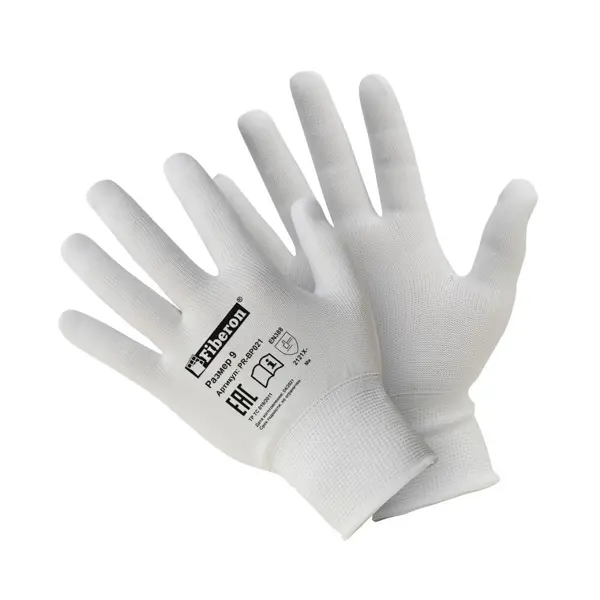 Перчатки полиэстеровые Fiberon белые размер 9/L