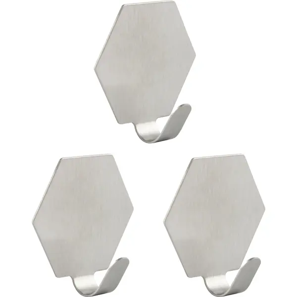 Набор крючков самоклеящиеся Шестиугольник 4c3.8 см, серебристый 3 шт. набор для ванной комнаты verona металлик