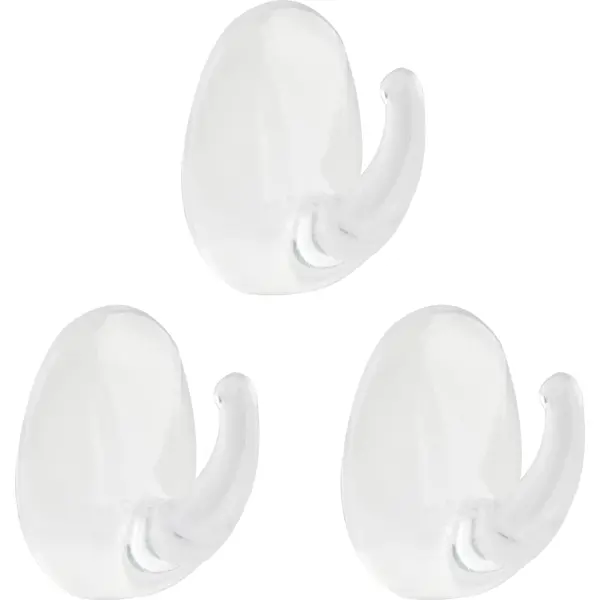 Набор крючков самоклеящиеся 2.4x2.8 см, прозрачный 3 шт. набор для ванной комнаты с зеркалом закругленный