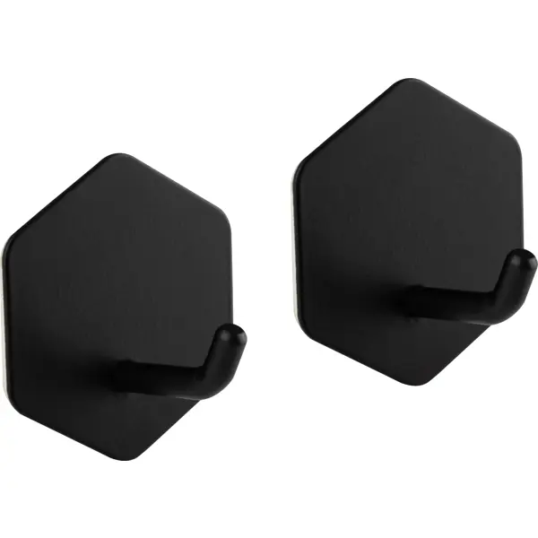 Набор крючков самоклеящиеся Шестиугольник 4.5x5 см, черный 2 шт. набор для ванной комнаты verona металлик