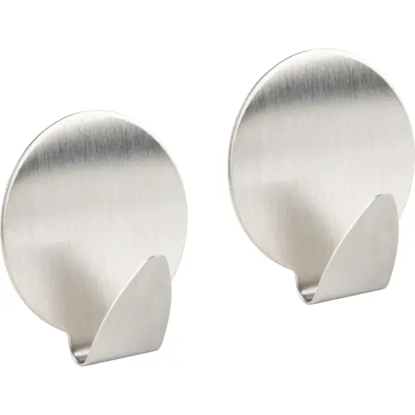 Набор крючков самоклеящиеся Круг 3.5x4 см, серебристый 2 шт. набор для ванной комнаты с зеркалом закругленный