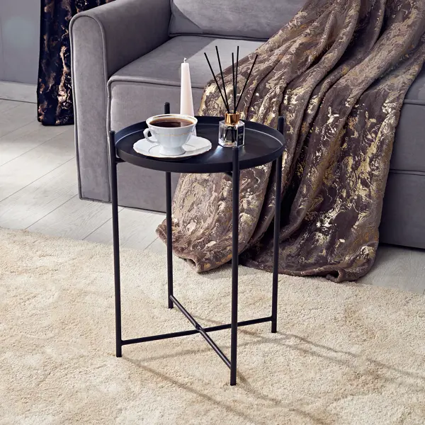Столик кофейный Eva 37.6x37.6x52 см черный кофейный столик с высоким блеском