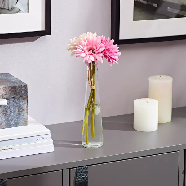 Ваза Бутыль стекло цвет прозрачный 23 см декоративная стеклянная ваза подсвечник 11×11×16 5 см розовый с золотым напылением