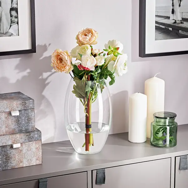 Ваза Овал стекло цвет прозрачный 29 см ваза для цветов 26 см стекло розовая fantasy