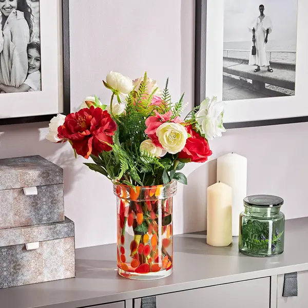 Ваза Томас стекло цвет красная 22 см декоративная ваза этно 150×150×130 мм серебряный