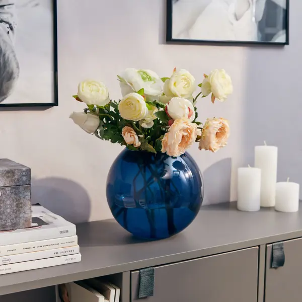 Ваза шар ультрамарин стекло цвет синий 19 см декоративная ваза из рельефного стекла 95×95×200 мм синий
