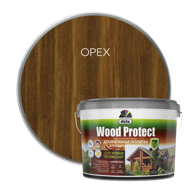 Пропитка для дерева Dufa Wood Protect полуматовая орех 9 л антисептик wood protect орех 10 л