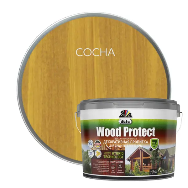 фото Пропитка для древесины dufa wood protect полуматовая сосна 9 л