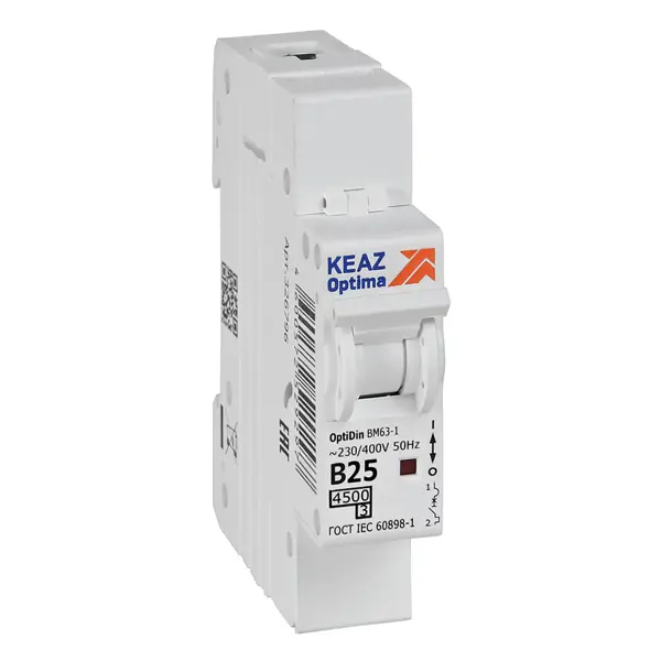 Автоматический выключатель КЭАЗ Opti Din BM63 1P C25 А 4.5 кА 329503 автоматический выключатель кэаз