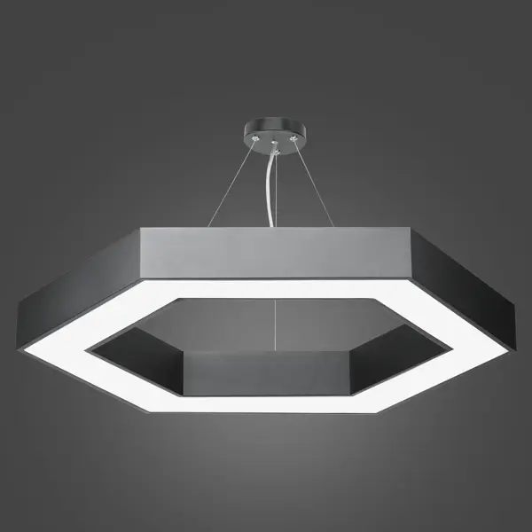 фото Светильник подвесной светодиодный «geometria» hexagon 5 м² нейтральный белый свет цвет черный без бренда