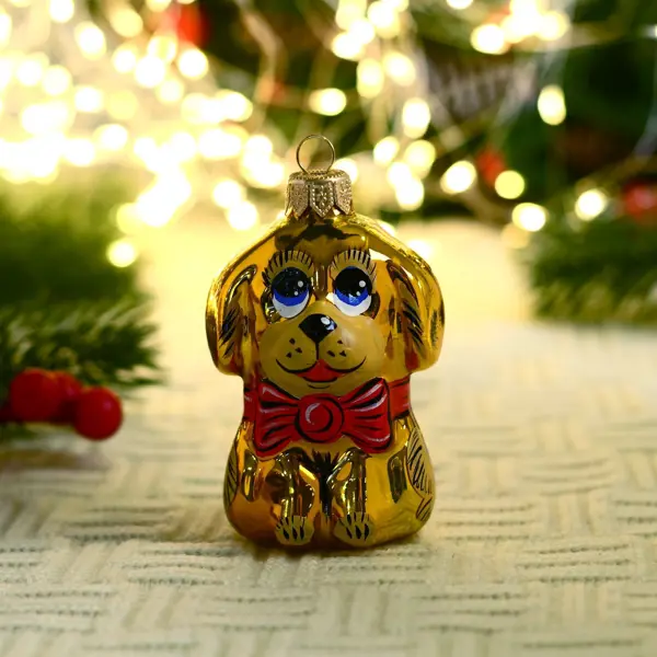 Стеклянная елочная игрушка Собака - Великолепная Мими 11 см, подвеска