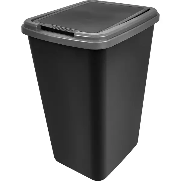 Бак для мусора Delinia с откидной крышкой 50 л полипропилен цвет черный поднос прямоугольный delinia 36 5x25 5 см полипропилен изумрудный