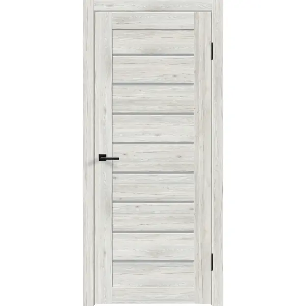 Дверь межкомнатная остекленная с замком и петлями в комплекте Тиволи 60x200 см ПВХ цвет рустик серый