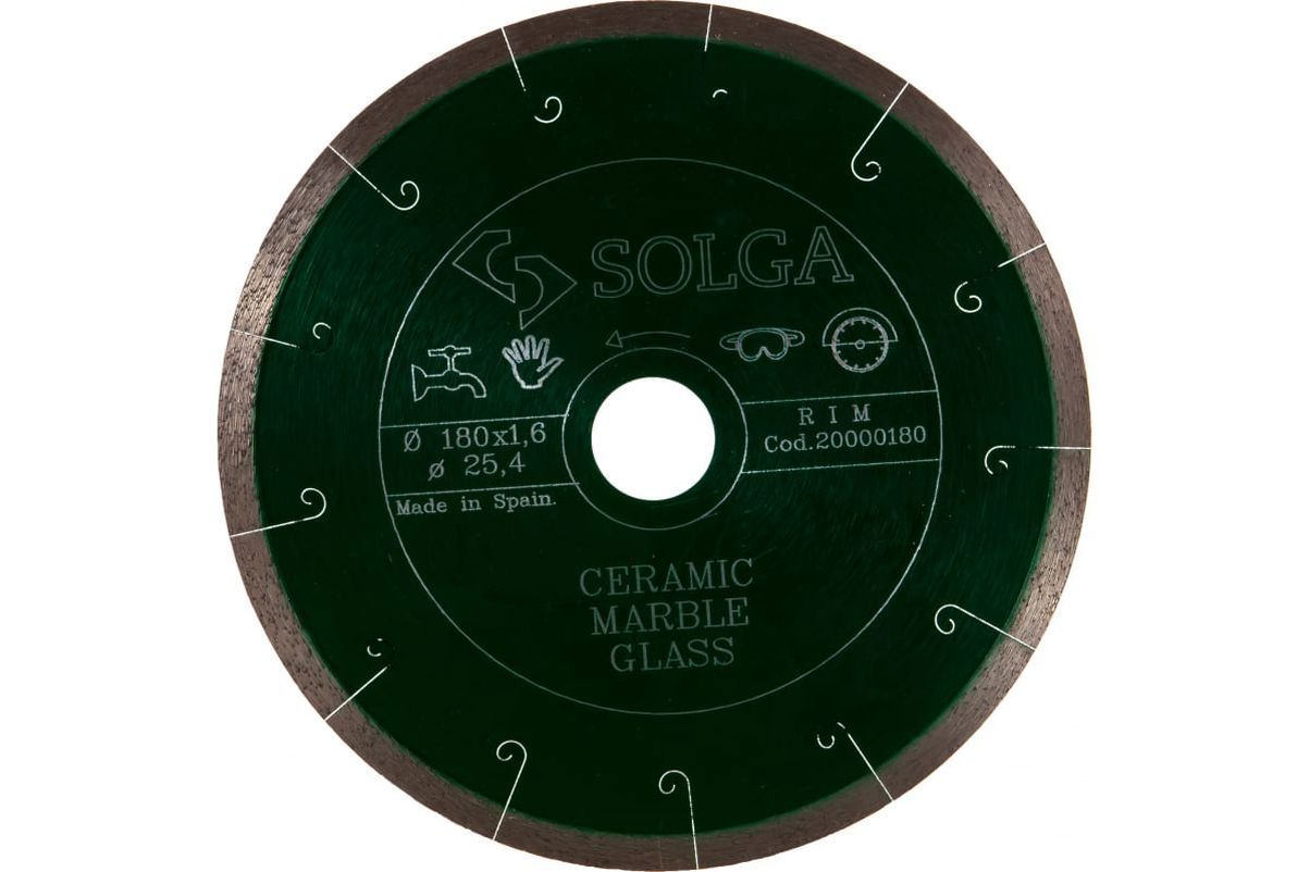 Диск алмазный по керамике Solga Diamant 20000180 180x25.4x1.6 мм в .