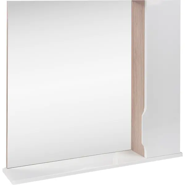 Шкаф зеркальный Рондо 75 см правый цвет светлое дерево белый