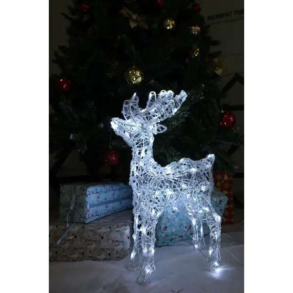 Электрогирлянда-фигура «Олень» 80 LED ламп, 60 см, белый свет, для улицы композиция новогодняя фигура сани с лавочкой