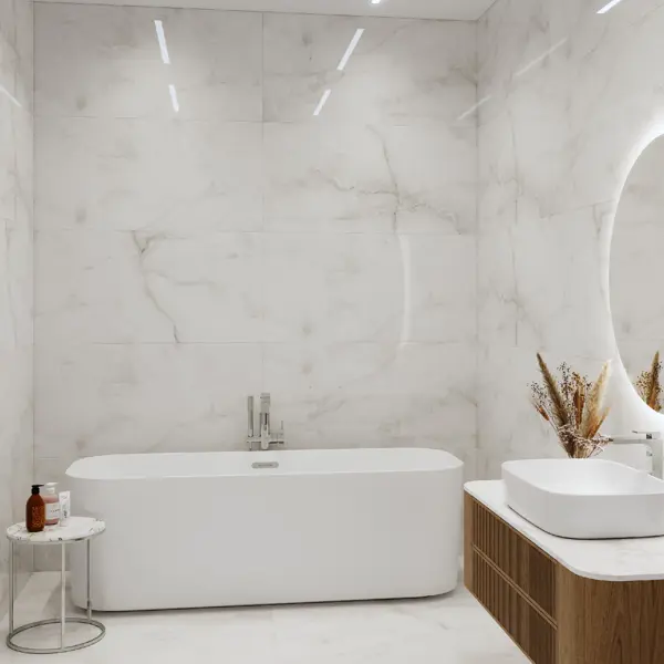 Керамогранит Sicilia 60x120 см 1.44 м² полированный цвет белый поднос 30x20 см с ручками мрамор прямоугольный белый золотистый marble