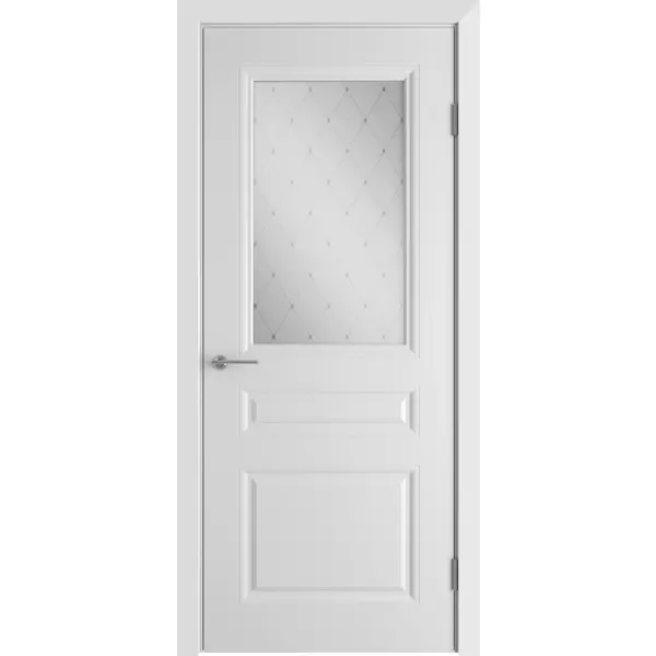 Дверь межкомнатная Стелла остеклённая эмаль цвет белый 60x200 см (с замком и петлями) дверь межкомнатная австралия остеклённая эмаль белый 60x200 см с замком