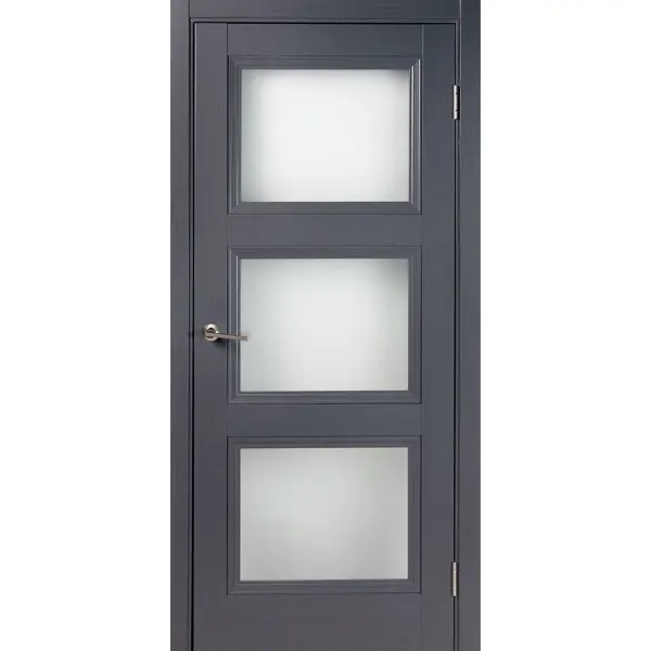 Дверь межкомнатная Трилло остеклённая Hardflex ламинация цвет грей 60x200 см (с замком и петлями)