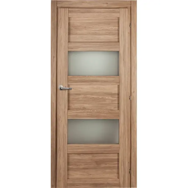 Дверь межкомнатная Прэсто остеклённая ПВХ ламинация цвет дуб санремо натуральный 70x200 см (с замком) дверь для поддува с рисунком 130x140 мм