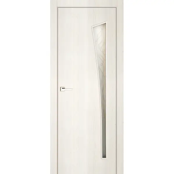 фото Дверь межкомнатная остекленная финиш-бумага ламинация цвет тернер белый белеза 60х200 см принцип