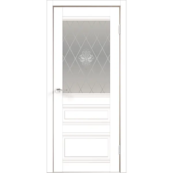 Дверь межкомнатная Эмили остекленная ПВХ ламинация цвет белый эмалит 60x200 см (с замком и петлями) дверь межкомнатная остекленная эрика 60x200 см эмаль белый