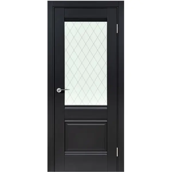 Дверь межкомнатная остеклённая с замком и петлями в комплекте Классико-43 90x200 см HardFlex цвет черный дверь межкомнатная остеклённая с замком и петлями в комплекте классико 43 90x200 см hardflex