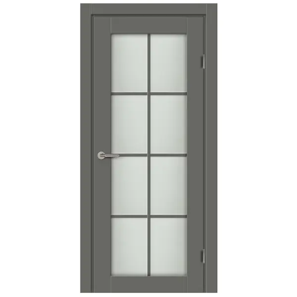 Дверь межкомнатная остекленная с замком и петлями в комплекте Пьемонт 90x200 см Hardflex цвет стиппл грей