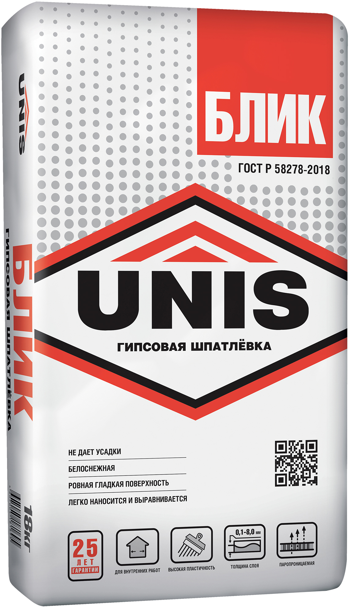 Шпаклёвка гипсовая универсальная Unis Блик 18 кг ✳️ купить по цене 445  ₽/шт. в Омске с доставкой в интернет-магазине Леруа Мерлен